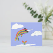 Regenbogen Ninja Narwhal, der fliegt Postkarte (Stehend Vorderseite)