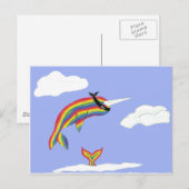 Regenbogen Ninja Narwhal, der fliegt Postkarte (Vorne/Hinten)