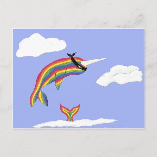 Regenbogen Ninja Narwhal, der fliegt Postkarte (Vorderseite)