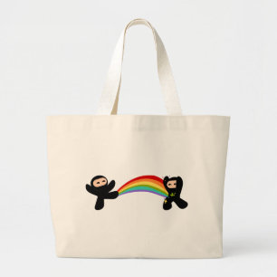 Regenbogen Ninja Tritt Jumbo Stoffbeutel