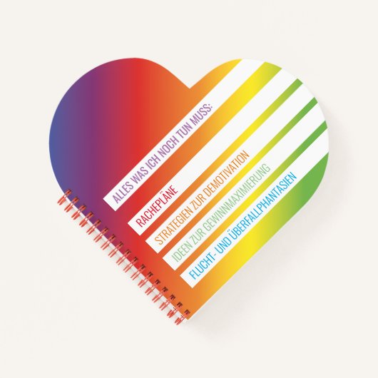 Regenbogen Notizblock Herzen Ironisch (Vorderseite)