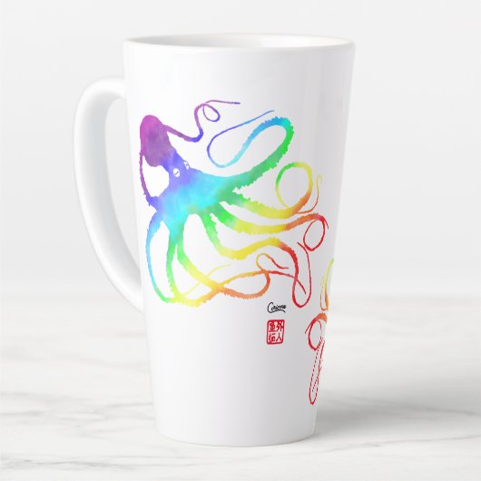 Regenbogen-Oktopus - Hoher Becher Milchtasse (Linke Ecke)