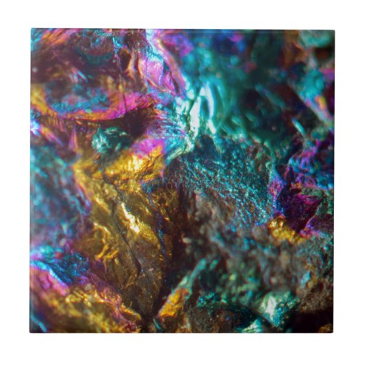 Regenbogen-Ölteppich-Kristall-Felsen Fliese (Vorderseite)