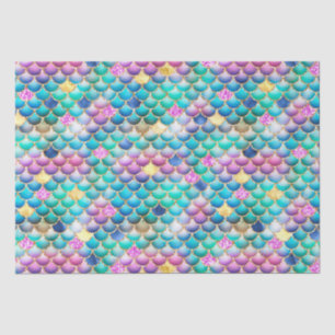 Regenbogen-Ombre-Folie und goldene Glitzer-Meerjun Seidenpapier