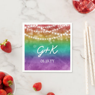 Regenbogen-Ombre-Lichterkette Monogramm Schwule Ho Serviette