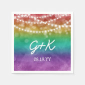 Regenbogen-Ombre-Lichterkette Monogramm Schwule Ho Serviette (Vorderseite)
