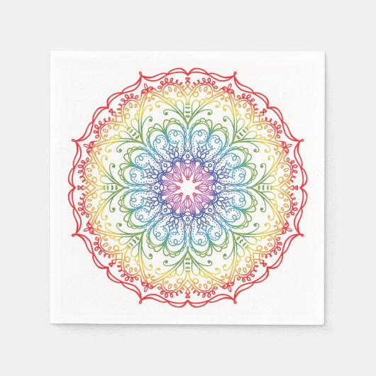 Regenbogen-Ombre-Mandala  Serviette (Vorderseite)
