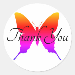 Regenbogen-Ombre-Schmetterling-Danke Runder Aufkleber
