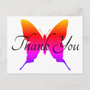 Regenbogen-Ombre-Schmetterling-Silhouette Danke Postkarte