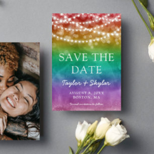 Regenbogen-Ombre-Schwule Hochzeit Termin vormerken Save The Date