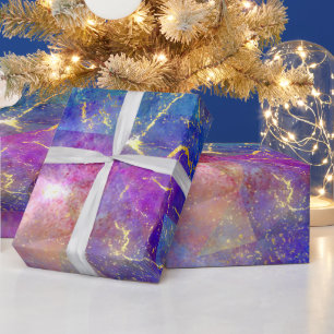 Regenbogen-Ombre- und Gold-Feueropal-Muster Geschenkpapier