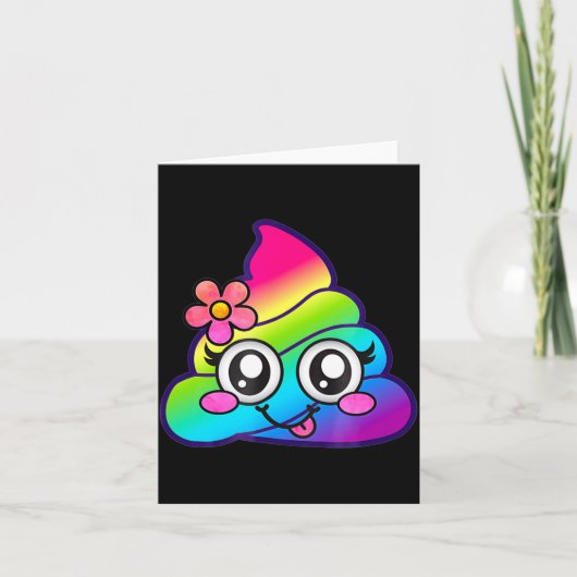 Regenbogen Op Emoji Cute Einhorn O Blume Albern Karte (Vorderseite)