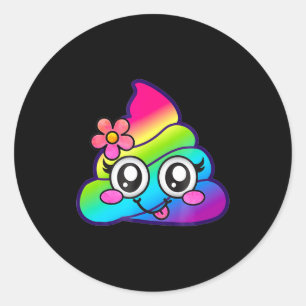 Regenbogen Op Emoji Süßes Einhorn O Blume Albern Runder Aufkleber