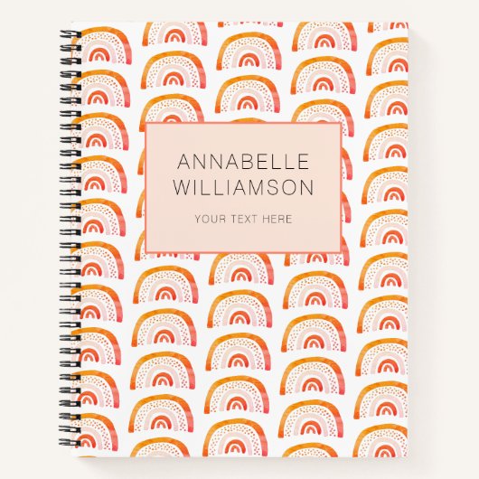 Regenbogen orange Boho Notizblock (Vorderseite)