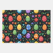 Regenbogen-Osterhasen-Eier und Blumen Geschenkpapier Set (Vorderseite 3)