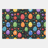 Regenbogen-Osterhasen-Eier und Blumen Geschenkpapier Set (Vorderseite)