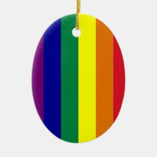 Regenbogen-Oval-Ornament Keramikornament