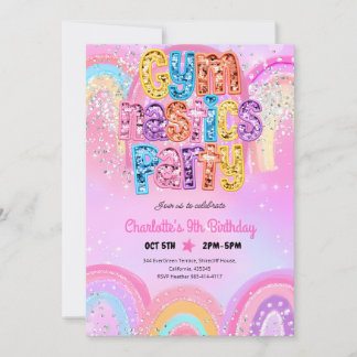 Regenbogen-Pailletten-Turn-7. Geburtstag Einladung