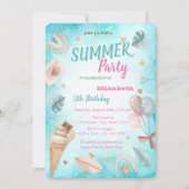 Regenbogen, Palmblättrige Blätter, Ballons Geburts Einladung (Vorderseite)