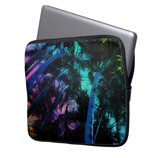 Regenbogen-Palmen Laptopschutzhülle (Vorderseite Links)