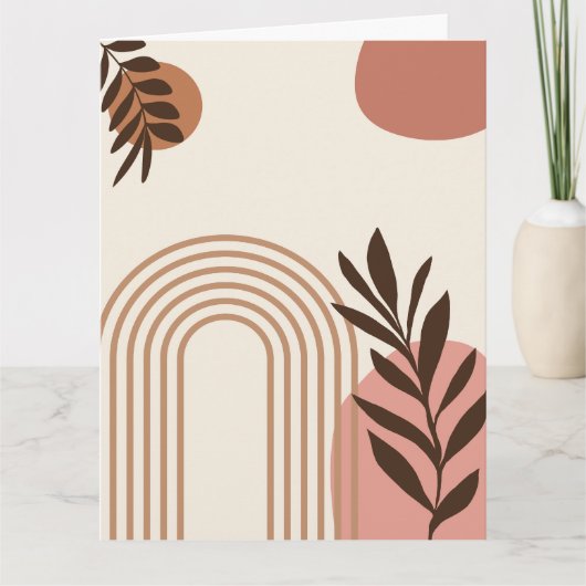 Regenbogen-Palmenblatt-Sonne, Boho-Abstract-Geomet Karte (Vorderseite)