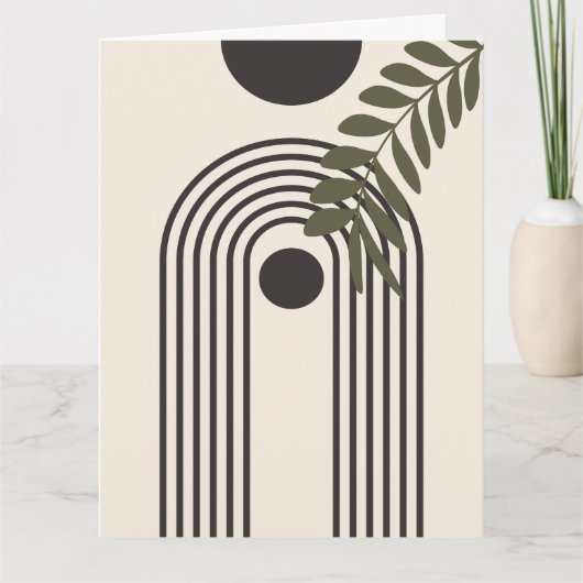 Regenbogen-Palmenblatt-Sonne, Boho-Abstract-Geomet Karte (Vorderseite)