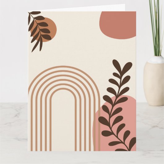 Regenbogen-Palmenblatt-Sonne, Boho-Abstract-Geomet Karte (Vorderseite)
