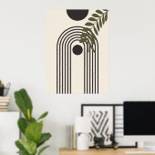 Regenbogen-Palmenblatt-Sonne, Boho-Abstract-Geomet Poster (Heimbüro)