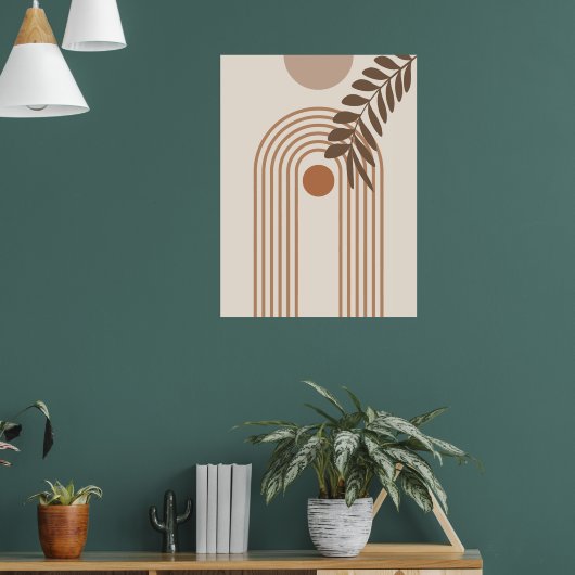 Regenbogen-Palmenblatt-Sonne, Boho-Abstract-Geomet Poster (Wohnzimmer 1)