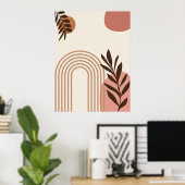 Regenbogen-Palmenblatt-Sonne, Boho-Abstract-Geomet Poster (Heimbüro)