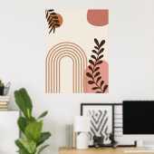 Regenbogen-Palmenblatt-Sonne, Boho-Abstract-Geomet Poster (Heimbüro)
