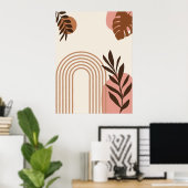 Regenbogen-Palmenblatt-Sonne, Boho-Abstract-Geomet Poster (Heimbüro)
