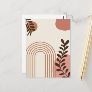 Regenbogen-Palmenblatt-Sonne, Boho-Abstract-Geomet Postkarte