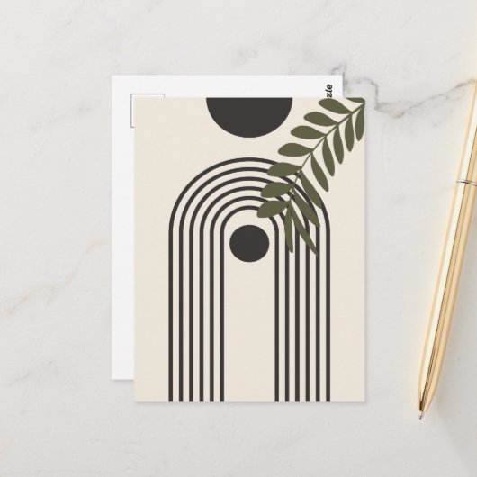 Regenbogen-Palmenblatt-Sonne, Boho-Abstract-Geomet Postkarte (Vorderseite/Rückseite Beispiel)