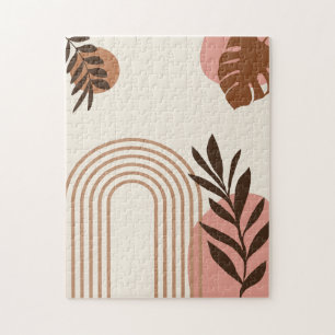 Regenbogen-Palmenblatt-Sonne, Boho-Abstract-Geomet Puzzle