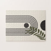 Regenbogen-Palmenblatt-Sonne, Boho-Abstract-Geomet Puzzle (Horizontal)