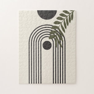 Regenbogen-Palmenblatt-Sonne, Boho-Abstract-Geomet Puzzle