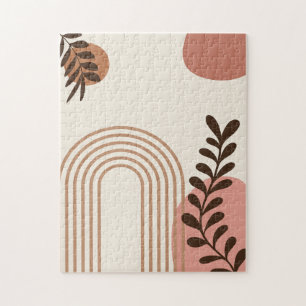Regenbogen-Palmenblatt-Sonne, Boho-Abstract-Geomet Puzzle