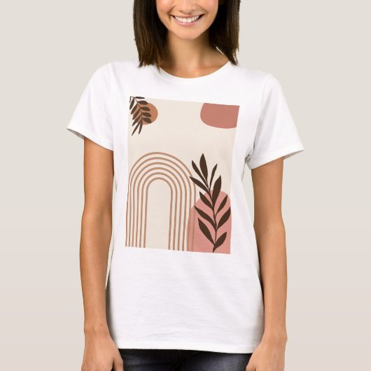 Regenbogen-Palmenblatt-Sonne, Boho-Abstract-Geomet T-Shirt (Vorderseite)
