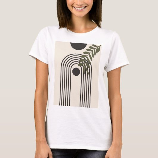 Regenbogen-Palmenblatt-Sonne, Boho-Abstract-Geomet T-Shirt (Vorderseite)