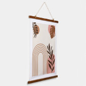 Regenbogen-Palmenblatt-Sonne, Boho-Abstract-Geomet Wandteppich Mit Holzrahmen (Gewinkelt)