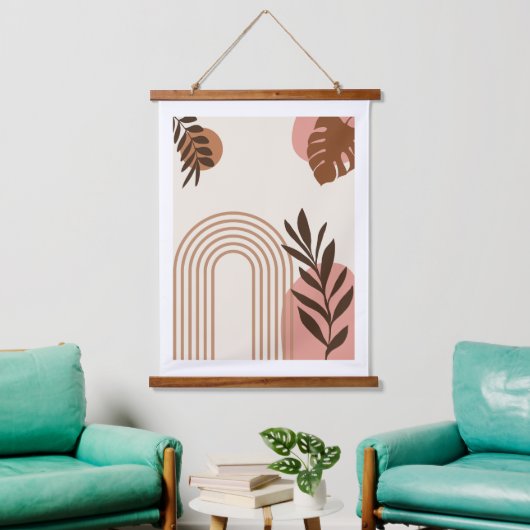 Regenbogen-Palmenblatt-Sonne, Boho-Abstract-Geomet Wandteppich Mit Holzrahmen (Wohnzimmer)