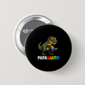 Regenbogen Papasaurus Schwangerschaftsankündigung  Button (Vorne & Hinten)