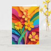 Regenbogen-Papier-Schnittblumenstrauß Karte (Gelbe Blume)