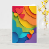 Regenbogen Papierscherenschnitt Herzen Karte (Gelbe Blume)