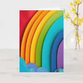 Regenbogen-Papierschnitt-Collage Karte (Gelbe Blume)