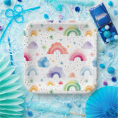 Regenbogen-Papierteller, Farbige Geburtstagsparty Pappteller (Party)