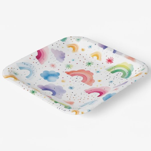 Regenbogen Pappteller (Gewinkelt)