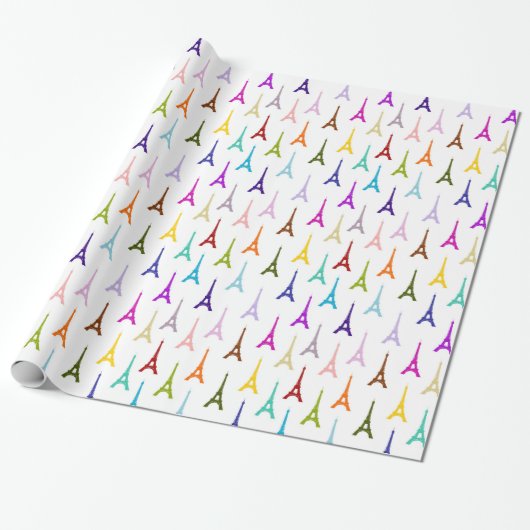 Regenbogen Paris Eiffelturm Muster Geschenkpapier (Ungerollt)