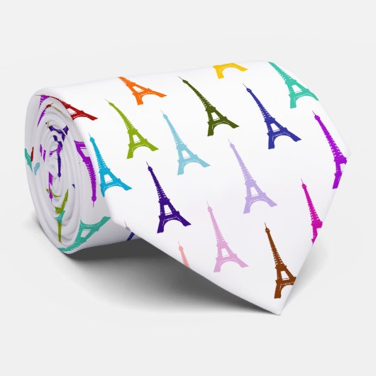 Regenbogen-Paris-Eiffelturmmuster Krawatte (Gerollt)